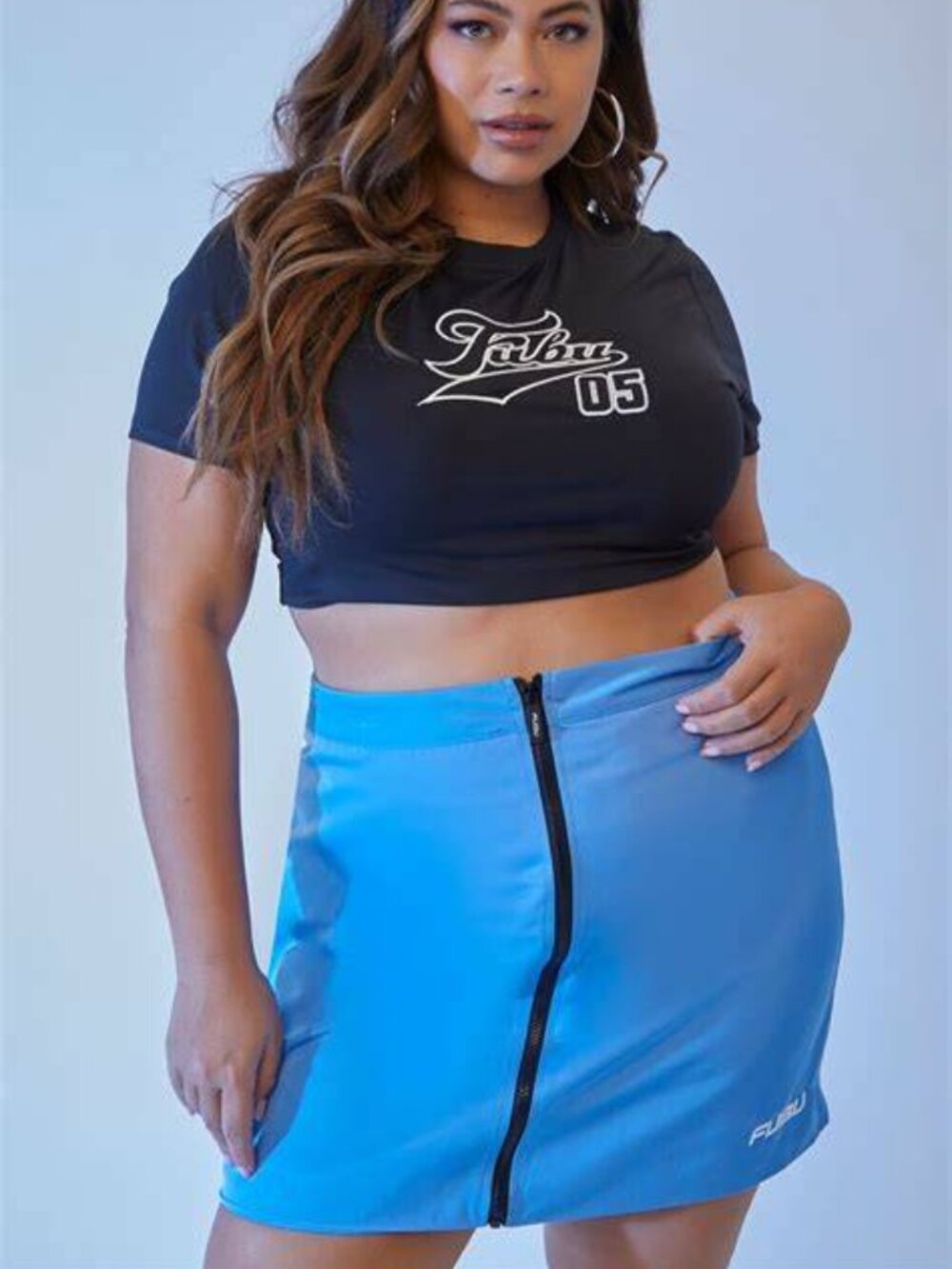 FOREVER21 _ FUBU collab Skirt NEW WITH TAGS SZ 1X - BLUE - FULL ZIP